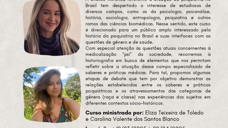 Laboratório Clio Psyché oferece o Curso de Extensão “Interfaces entre a história da psiquiatria e os estudos de gênero”